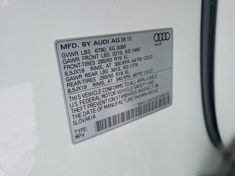 2014 Audi Q7 მანქანა იყიდება აუქციონზე, vin: WA1LGAFE9ED000753, აუქციონის ნომერი: 72320635