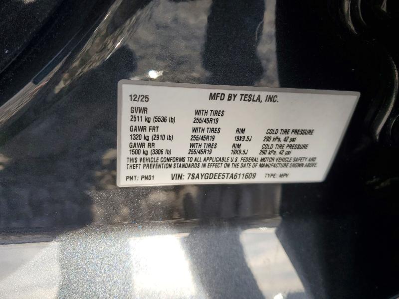 Продажа на аукционе авто 2026 Tesla Model Y, vin: 7SAYGDEE5TA611609, номер лота: 98993975