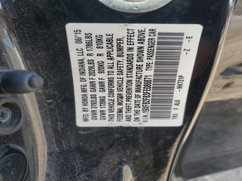 72476675 :رقم المزاد ، 19XFB2F83FE086871 vin ، 2015 Honda Civic مزاد بيع