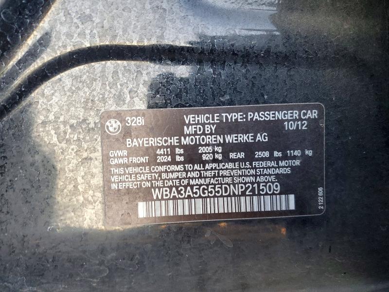 2013 Bmw 328 მანქანა იყიდება აუქციონზე, vin: WBA3A5G55DNP21509, აუქციონის ნომერი: 73910415