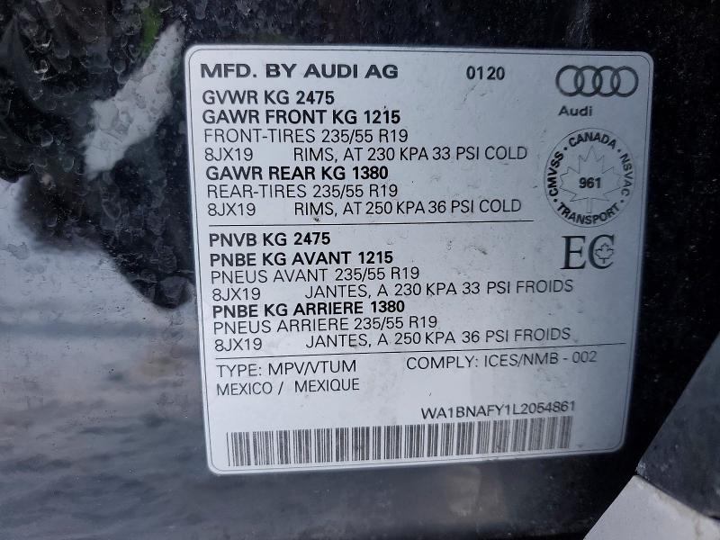 Продажа на аукционе авто 2020 Audi Q5, vin: WA1BNAFY1L2054861, номер лота: 73945535