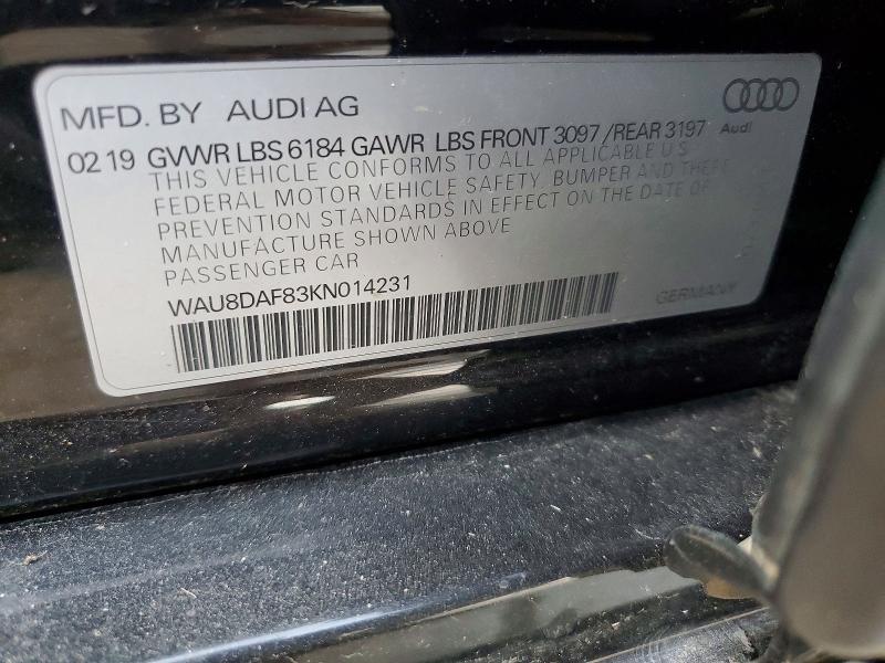 Продажа на аукционе авто 2019 Audi A8, vin: WAU8DAF83KN014231, номер лота: 98827475