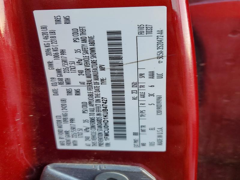 Aukcja sprzedaży 2019 Ford Escape, vin: 1FMCU0HD1KUB47427, numer aukcji: 75171245