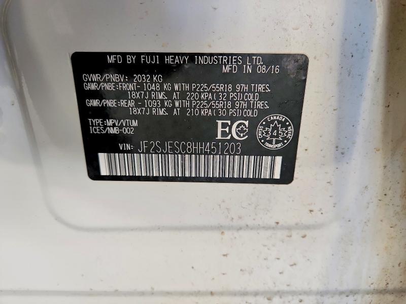 Продаж на аукціоні авто 2017 Subaru Forester, vin: JF2SJESC8HH451203, номер лоту: 97338725