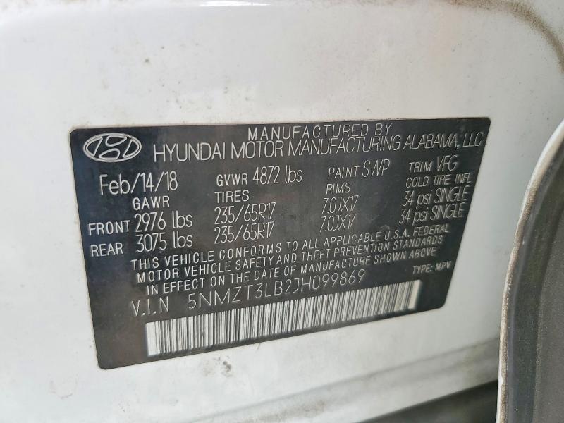 Продаж на аукціоні авто 2018 Hyundai Santa Fe S, vin: 5NMZT3LB2JH099869, номер лоту: 72365935
