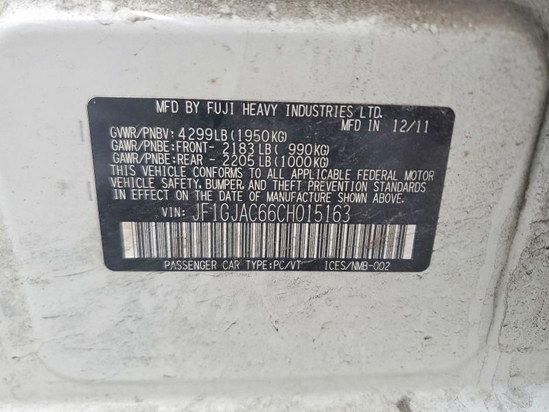 Продаж на аукціоні авто 2012 Subaru Impreza, vin: JF1GJAC66CH015163, номер лоту: 72473765
