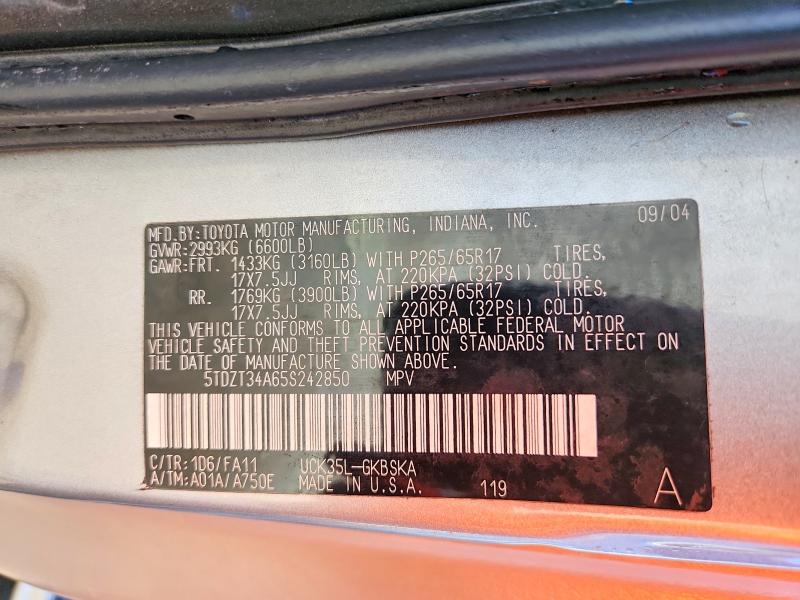 Продажа на аукционе авто 2005 Toyota Sequoia, vin: 5TDZT34A65S242850, номер лота: 73010925