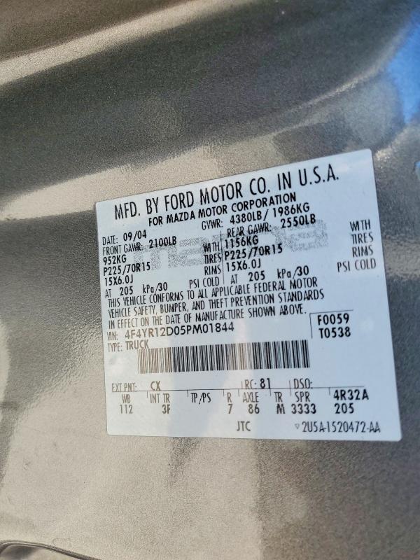 Aukcja sprzedaży 2005 Mazda B2300, vin: 4F4YR12D05PM01844, numer aukcji: 72927495