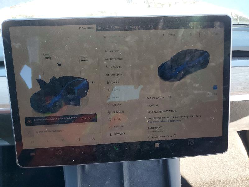 99123885 :رقم المزاد ، 5YJ3E1EA9PF570354 vin ، 2023 Tesla Model 3 مزاد بيع