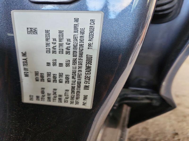 Продажа на аукционе авто 2022 Tesla Model 3, vin: 5YJ3E1EA0NF368807, номер лота: 72818135