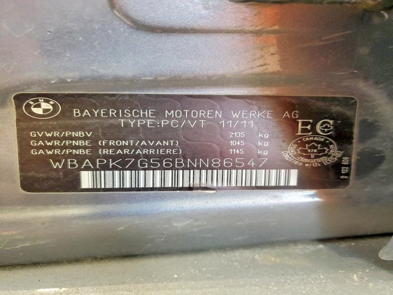 2011 Bmw 328 მანქანა იყიდება აუქციონზე, vin: WBAPK7G56BNN86547, აუქციონის ნომერი: 72515685