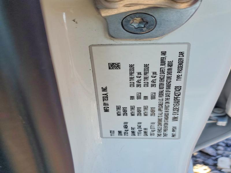 72611065 :رقم المزاد ، 5YJ3E1EAXPF427428 vin ، 2023 Tesla Model 3 مزاد بيع