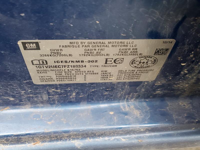 72322125 :رقم المزاد ، 1GTV2UEC7FZ180334 vin ، 2015 Gmc Sierra مزاد بيع