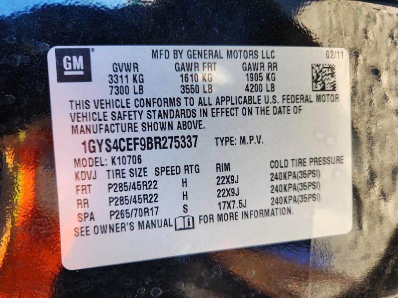 Aukcja sprzedaży 2011 Cadillac Escalade P, vin: 1GYS4CEF9BR275337, numer aukcji: 73600735
