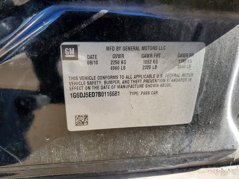 73551325 :رقم المزاد ، 1G6DJ5ED7B0116681 vin ، 2011 Cadillac Cts مزاد بيع