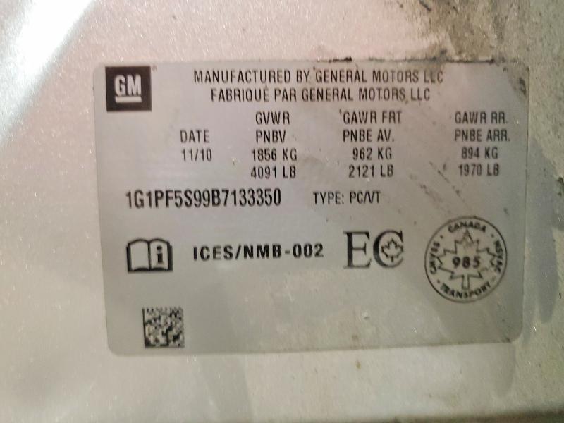 98570365 :رقم المزاد ، 1G1PF5S99B7133350 vin ، 2011 Chevrolet Cruze مزاد بيع