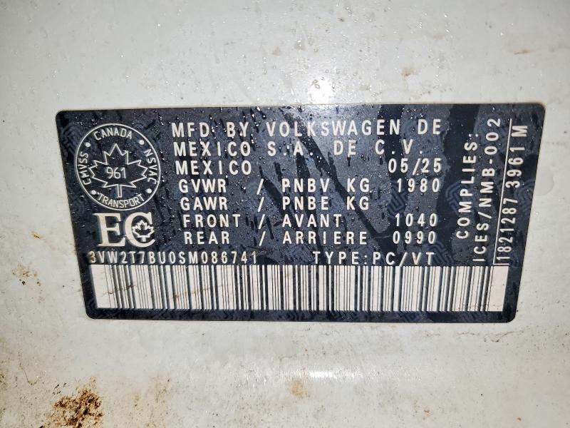 Aukcja sprzedaży 2025 Volkswagen Jetta, vin: 3VW2T7BU0SM086741, numer aukcji: 98556225