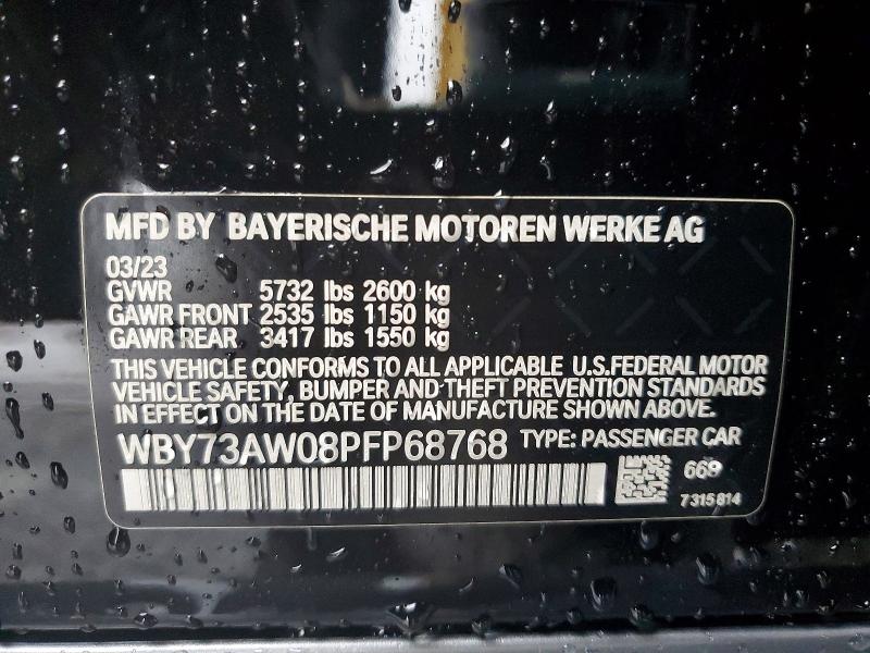 98602925 :رقم المزاد ، WBY73AW08PFP68768 vin ، 2023 Bmw I4 مزاد بيع