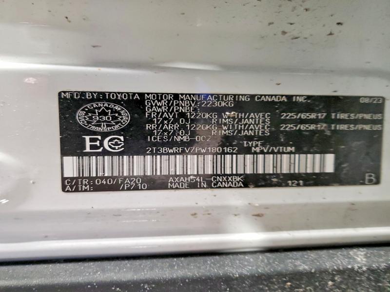 73897345 :رقم المزاد ، 2T3BWRFV7PW180162 vin ، 2023 Toyota Rav4 Le مزاد بيع
