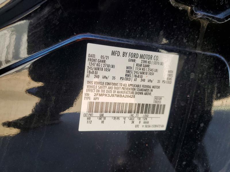 2021 Ford Edge მანქანა იყიდება აუქციონზე, vin: 2FMPK3J97MBA26425, აუქციონის ნომერი: 72779025