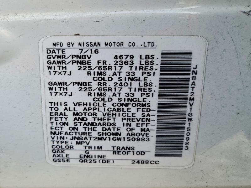 Продажа на аукционе авто 2016 Nissan Rogue, vin: JN8AT2MV1GW150983, номер лота: 98639485