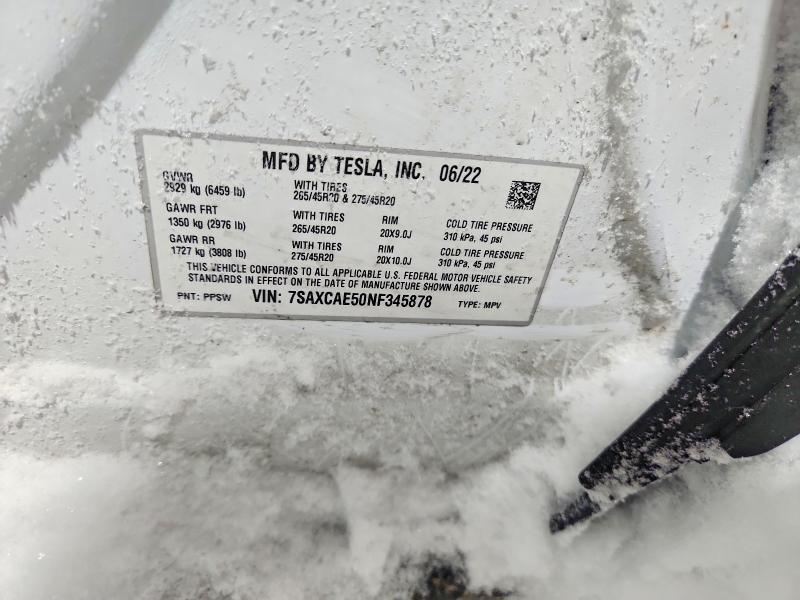 73825115 :رقم المزاد ، 7SAXCAE50NF345878 vin ، 2022 Tesla Model X مزاد بيع
