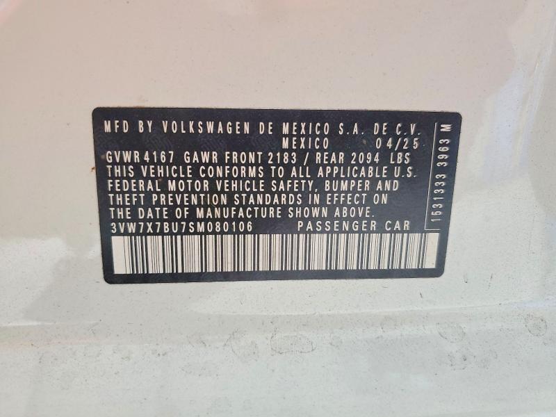 Продаж на аукціоні авто 2025 Volkswagen Jetta, vin: 3VW7X7BU7SM080106, номер лоту: 74052415