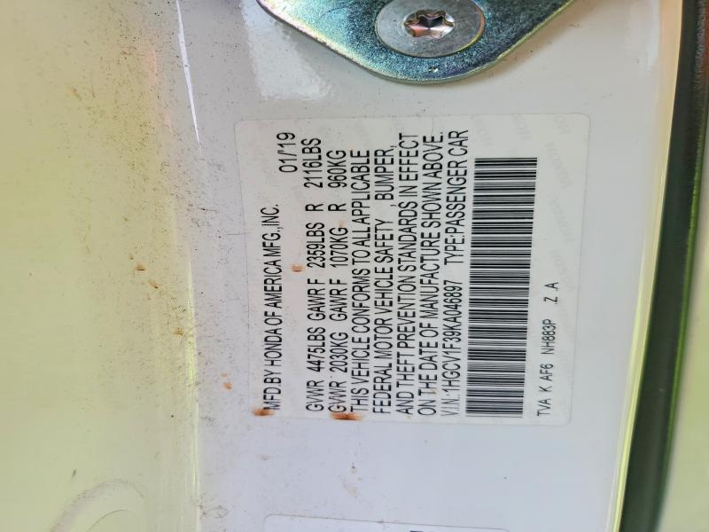 Продажа на аукционе авто 2019 Honda Accord, vin: 1HGCV1F39KA046897, номер лота: 74665145