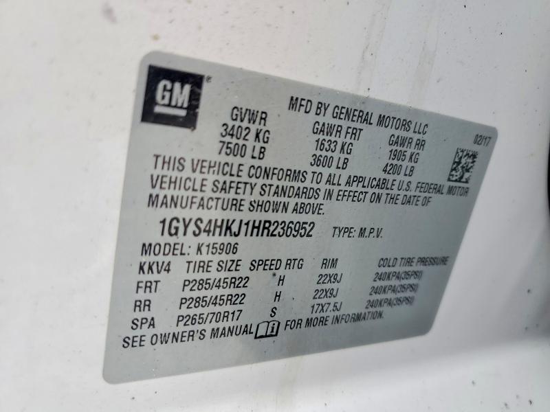 Продаж на аукціоні авто 2017 Cadillac Escalade, vin: 1GYS4HKJ1HR236952, номер лоту: 99679395
