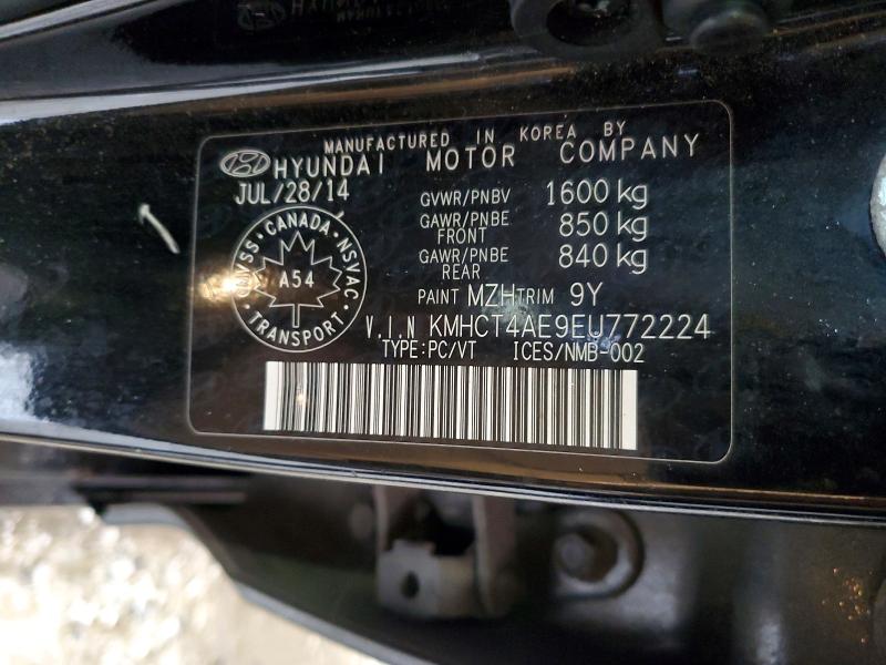 98599965 :رقم المزاد ، KMHCT4AE9EU772224 vin ، 2014 Hyundai Accent Gl 5p مزاد بيع