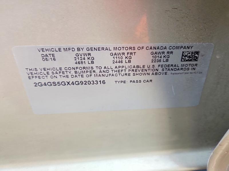 Aukcja sprzedaży 2016 Buick Regal, vin: 2G4GS5GX4G9203316, numer aukcji: 97434045