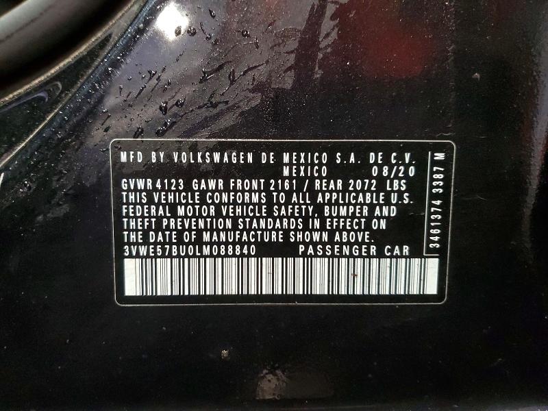 Продажа на аукционе авто 2020 Volkswagen Jetta, vin: 3VWE57BU0LM088840, номер лота: 97337695
