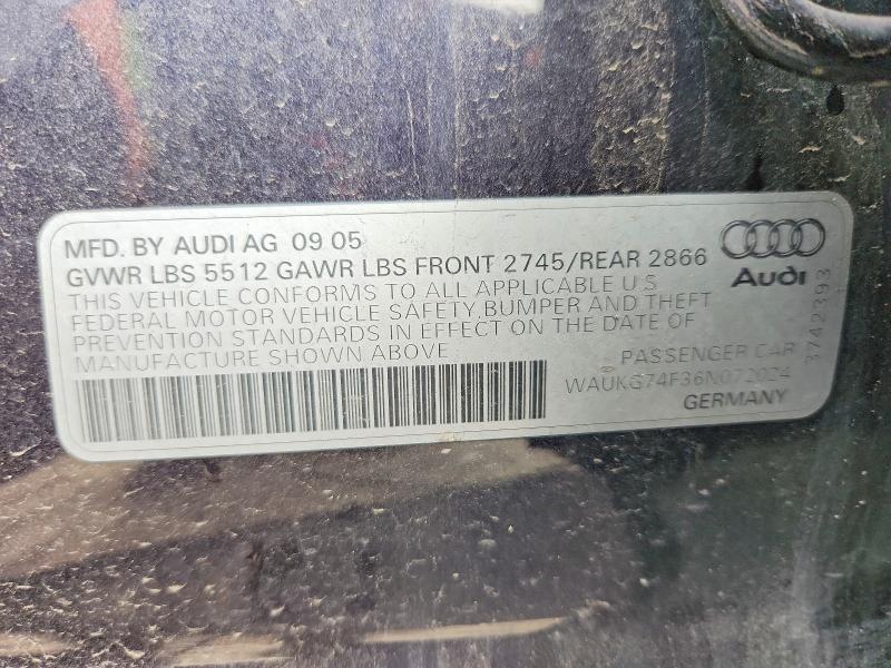 98328215 :رقم المزاد ، WAUKG74F36N072024 vin ، 2006 Audi A6 Avant Q مزاد بيع