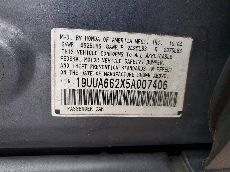 Продажа на аукционе авто 2005 Acura Tl, vin: 19UUA662X5A007406, номер лота: 75677895