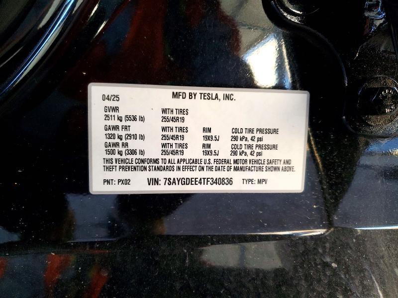 Aukcja sprzedaży 2026 Tesla Model Y, vin: 7SAYGDEE4TF340836, numer aukcji: 99958555