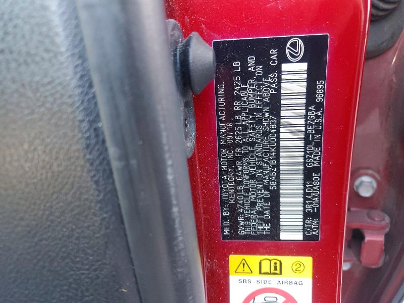 75169035 :رقم المزاد ، 58ABZ1B14KU004837 vin ، 2019 Lexus Es 350 مزاد بيع