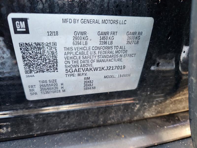 99632995 :رقم المزاد ، 5GAEVAKW1KJ217019 vin ، 2019 Buick Enclave مزاد بيع