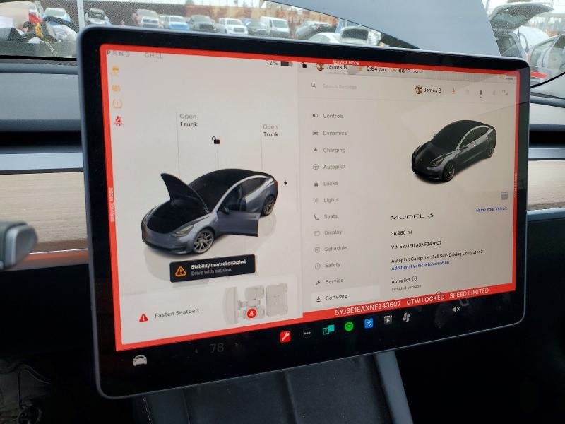 Aukcja sprzedaży 2022 Tesla Model 3, vin: 5YJ3E1EAXNF343607, numer aukcji: 73733555