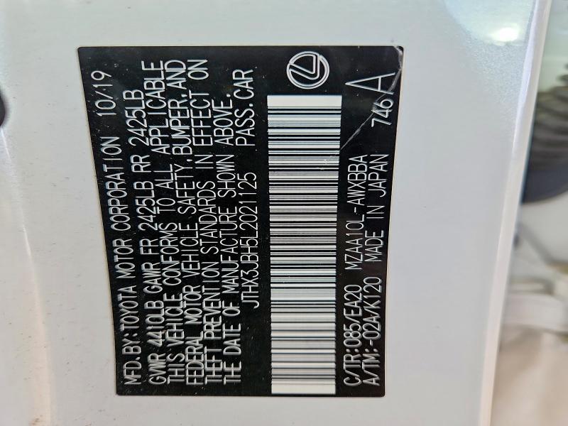 Aukcja sprzedaży 2020 Lexus Ux, vin: JTHX3JBH5L2021125, numer aukcji: 99136775