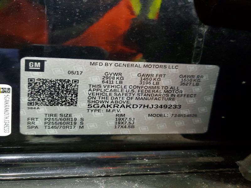 Aukcja sprzedaży 2017 Buick Enclave, vin: 5GAKRAKD7HJ349233, numer aukcji: 73839835