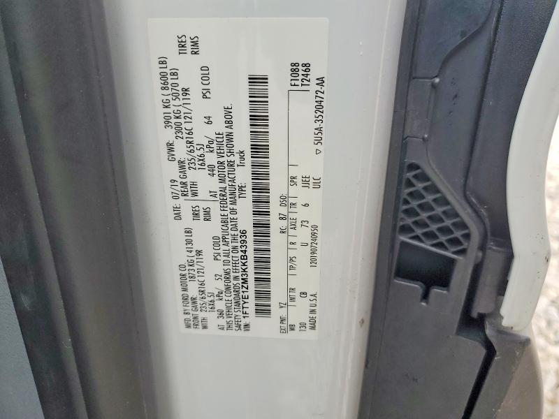 Продаж на аукціоні авто 2019 Ford Transit, vin: 1FTYE1ZM3KKB43936, номер лоту: 99297535