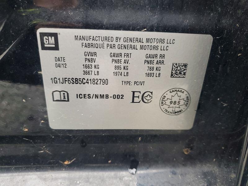 72630585 :رقم المزاد ، 1G1JF6SB5C4182790 vin ، 2012 Chevrolet Sonic Ltz مزاد بيع