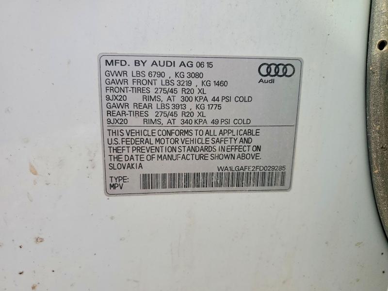 Продажа на аукционе авто 2015 Audi Q7 Premium, vin: WA1LGAFE2FD029285, номер лота: 73757675