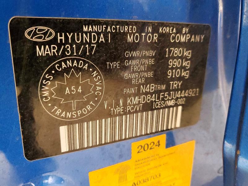 Aukcja sprzedaży 2018 Hyundai Elantra, vin: KMHD84LF5JU444921, numer aukcji: 74288075