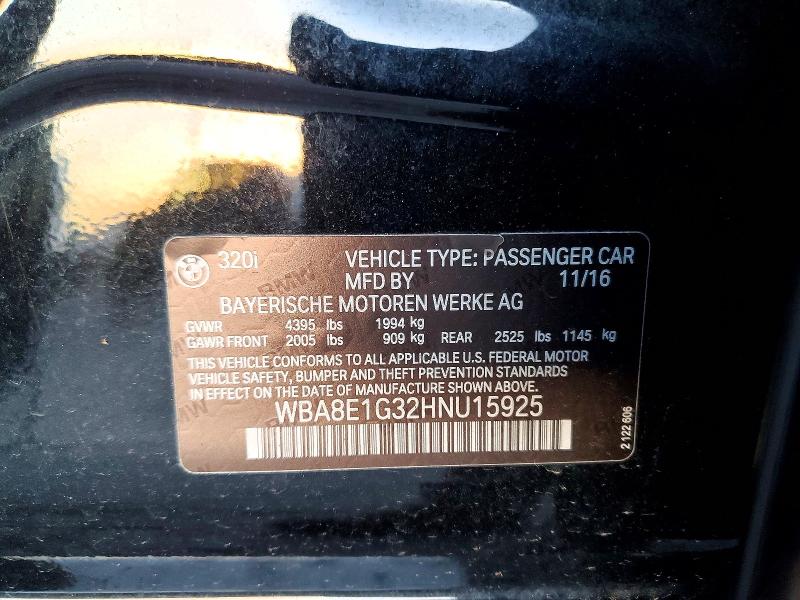 Aukcja sprzedaży 2017 Bmw 320, vin: WBA8E1G32HNU15925, numer aukcji: 73706195