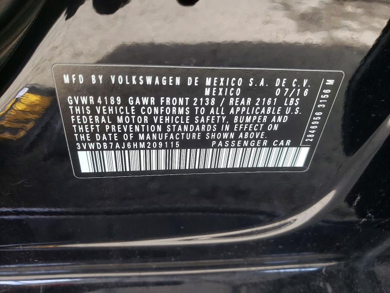 Продаж на аукціоні авто 2017 Volkswagen Jetta, vin: 3VWDB7AJ6HM209115, номер лоту: 99915755