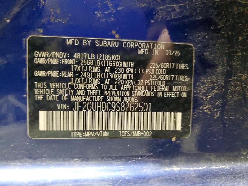 2025 Subaru Crosstrek მანქანა იყიდება აუქციონზე, vin: JF2GUHDC9S8262501, აუქციონის ნომერი: 99407305