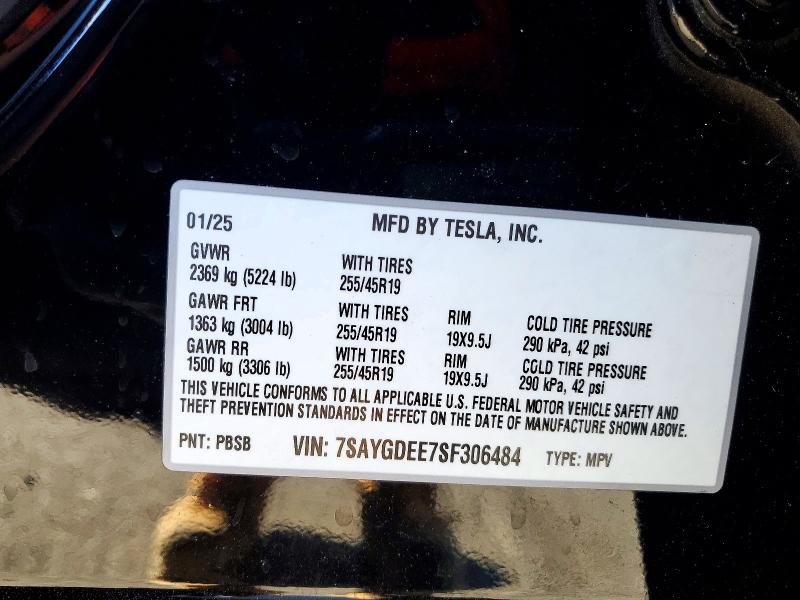 2025 Tesla Model Y მანქანა იყიდება აუქციონზე, vin: 7SAYGDEE7SF306484, აუქციონის ნომერი: 99900975