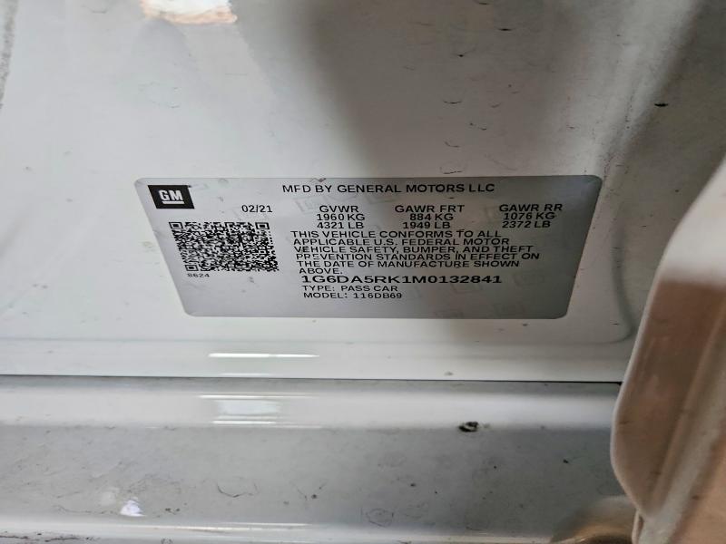 2021 Cadillac Ct4 მანქანა იყიდება აუქციონზე, vin: 1G6DA5RK1M0132841, აუქციონის ნომერი: 98012155