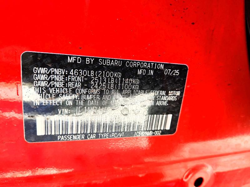 Aukcja sprzedaży 2025 Subaru Wrx Premiu, vin: JF1VBAH68S9805652, numer aukcji: 72920655
